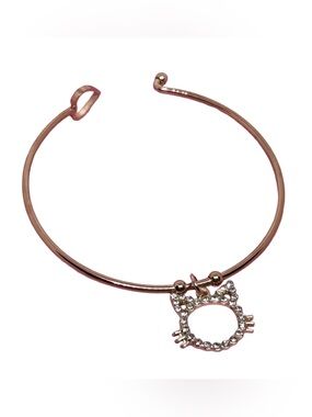 Handmade Rhinestone Kitty Bangle Bracelet! New in Gift Box!